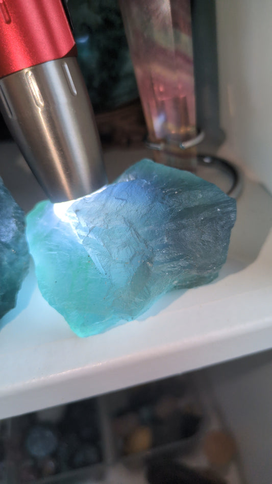 Raw blue and green flourite chunks ✨