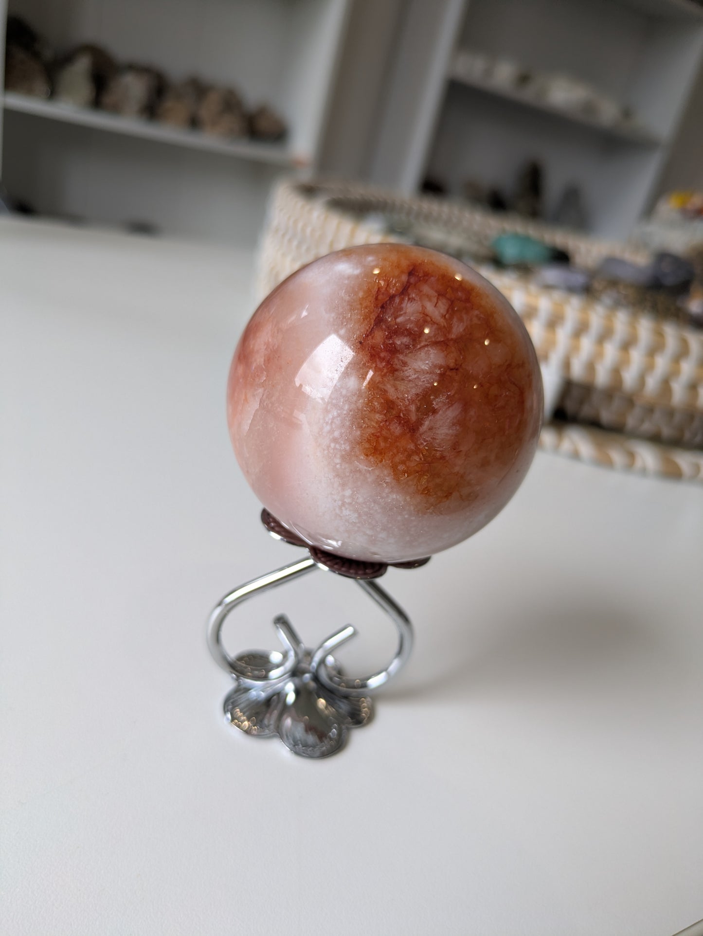 Carnelian flower agate sphere ✨ B