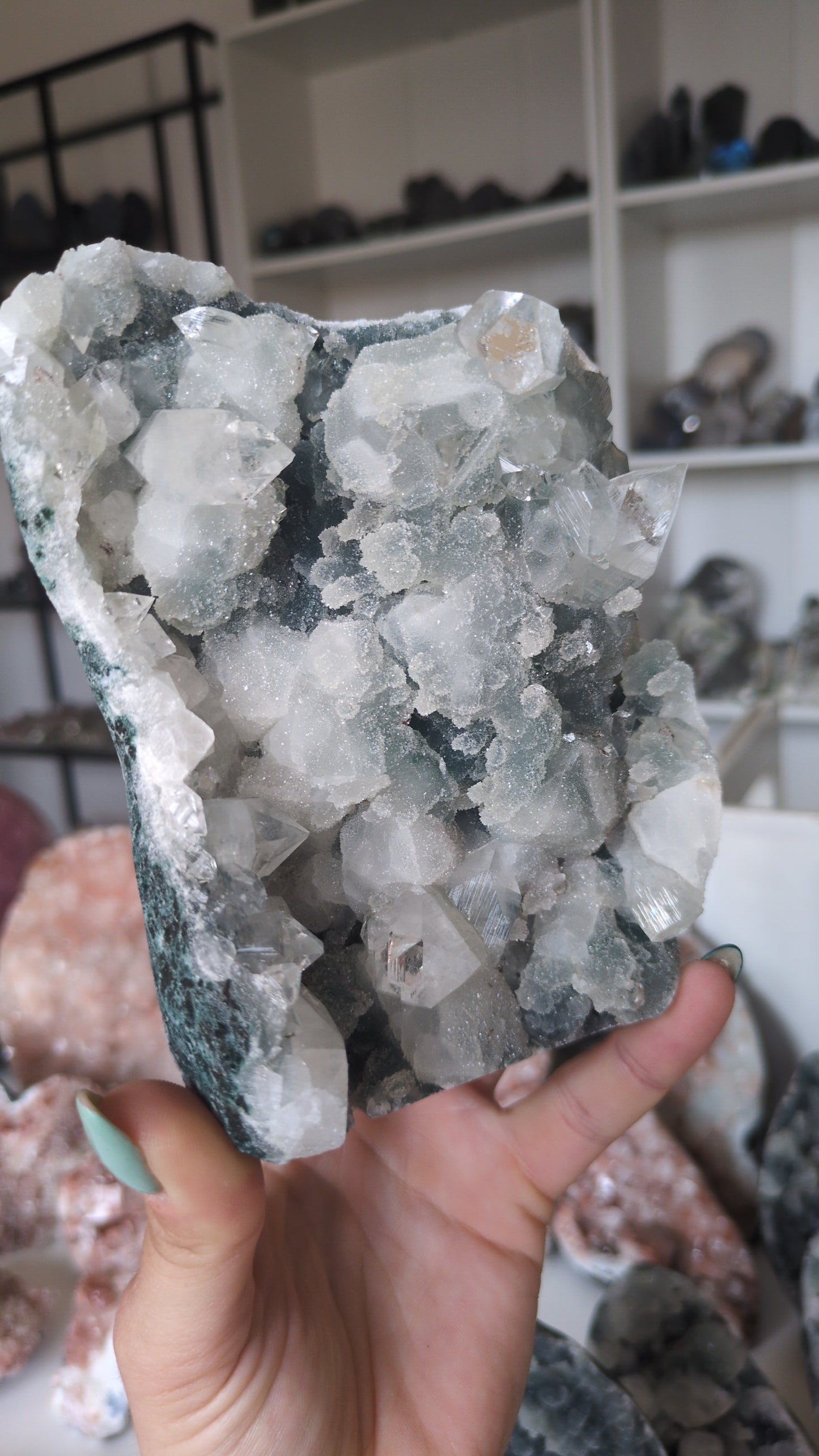 Apophyllite on Blue Chalcedony ✨ K