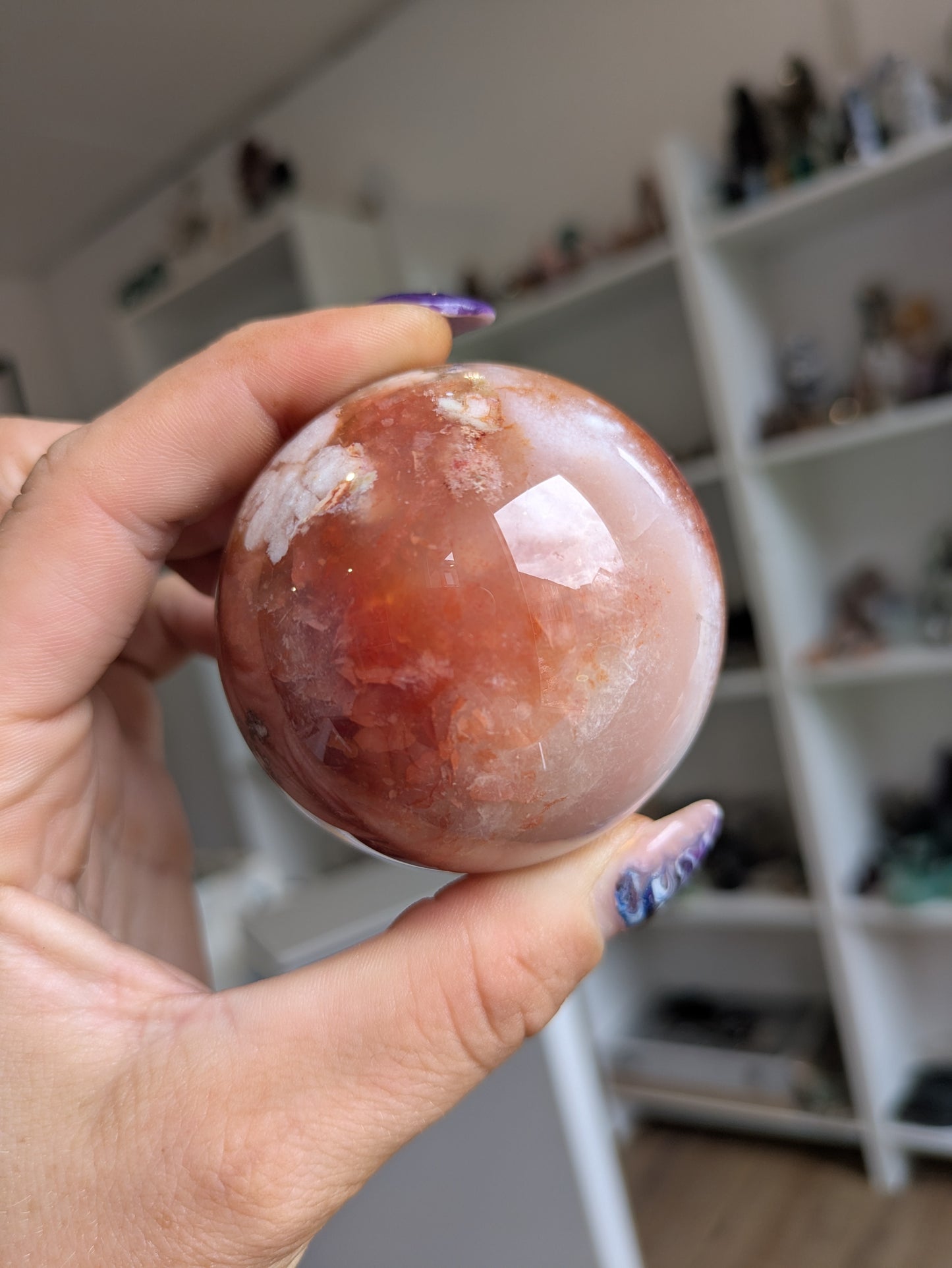 Carnelian flower agate sphere ✨ B