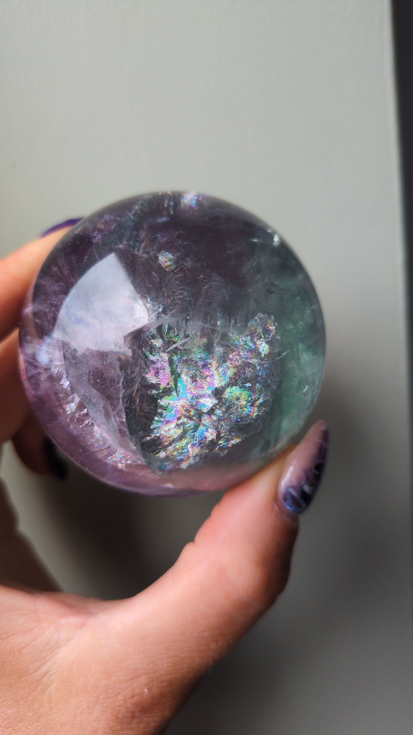 Rainbow filled flourite sphere ✨