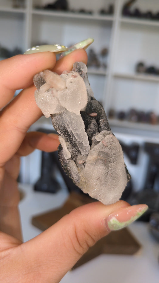 Blue chalcedony with Stilbite and pink heluandite ✨