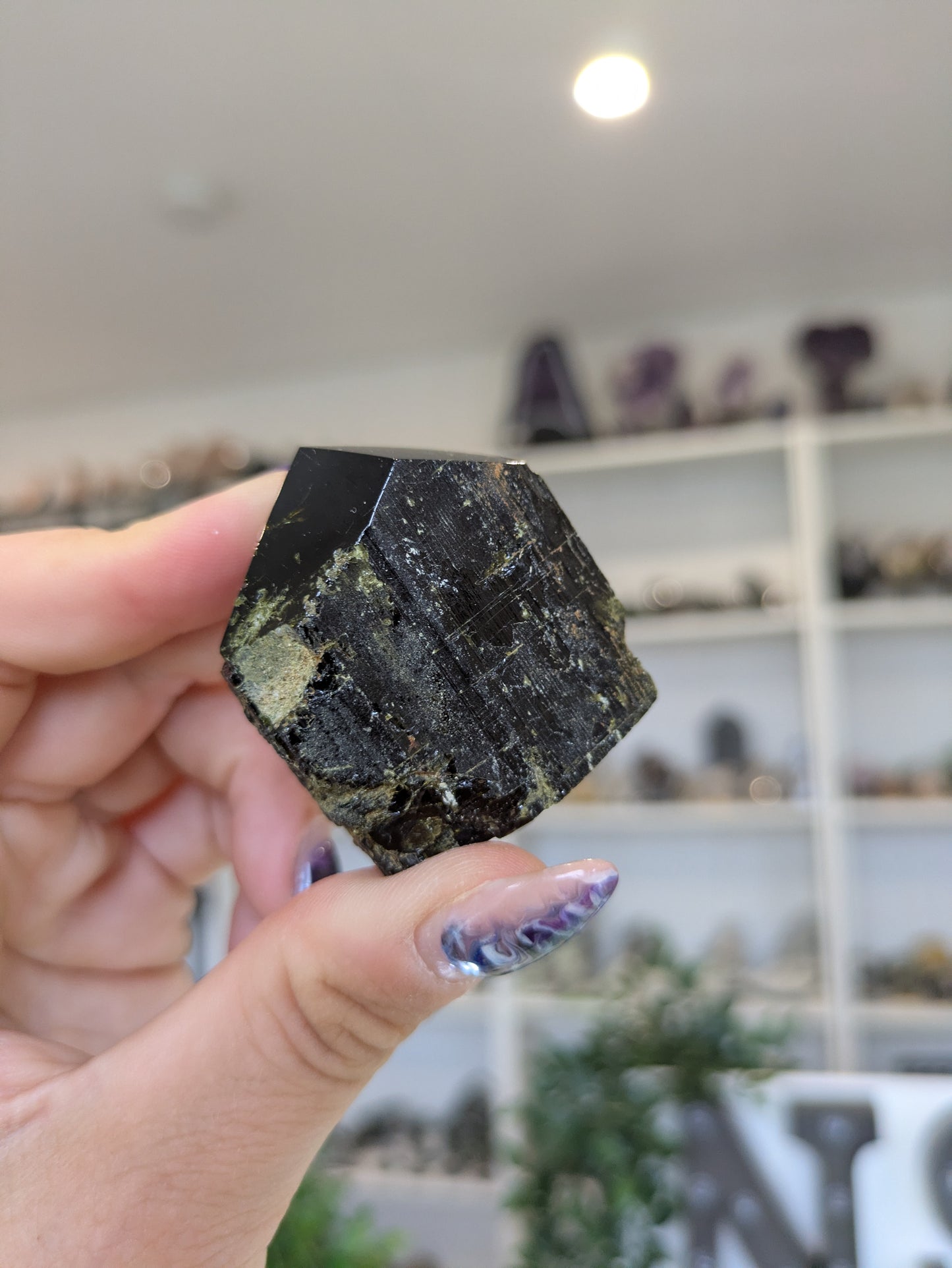Raw green tourmaline with polished top ✨