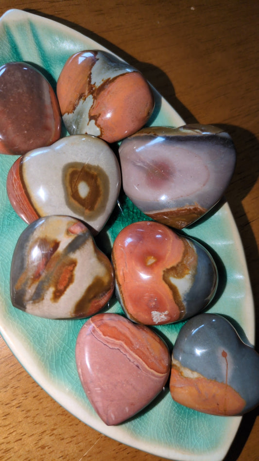 Polychrome jasper hearts