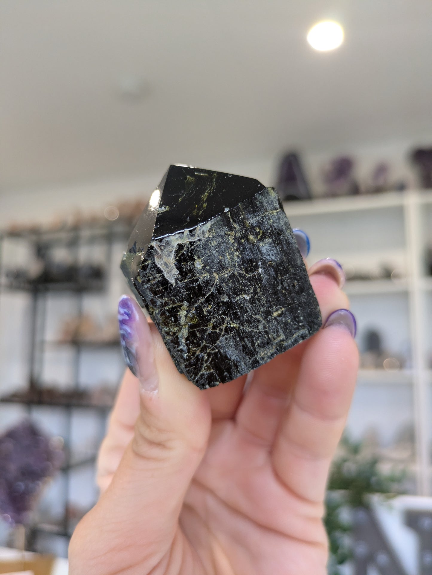 Raw green tourmaline with polished top ✨