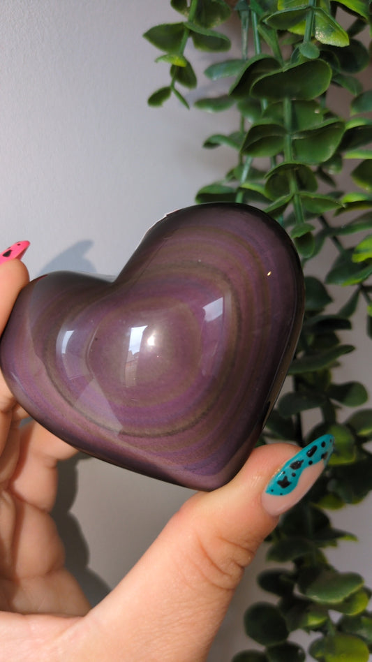 Rainbow obsidian heart (B)