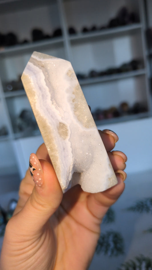 Blue lace agate druzy tower ✨