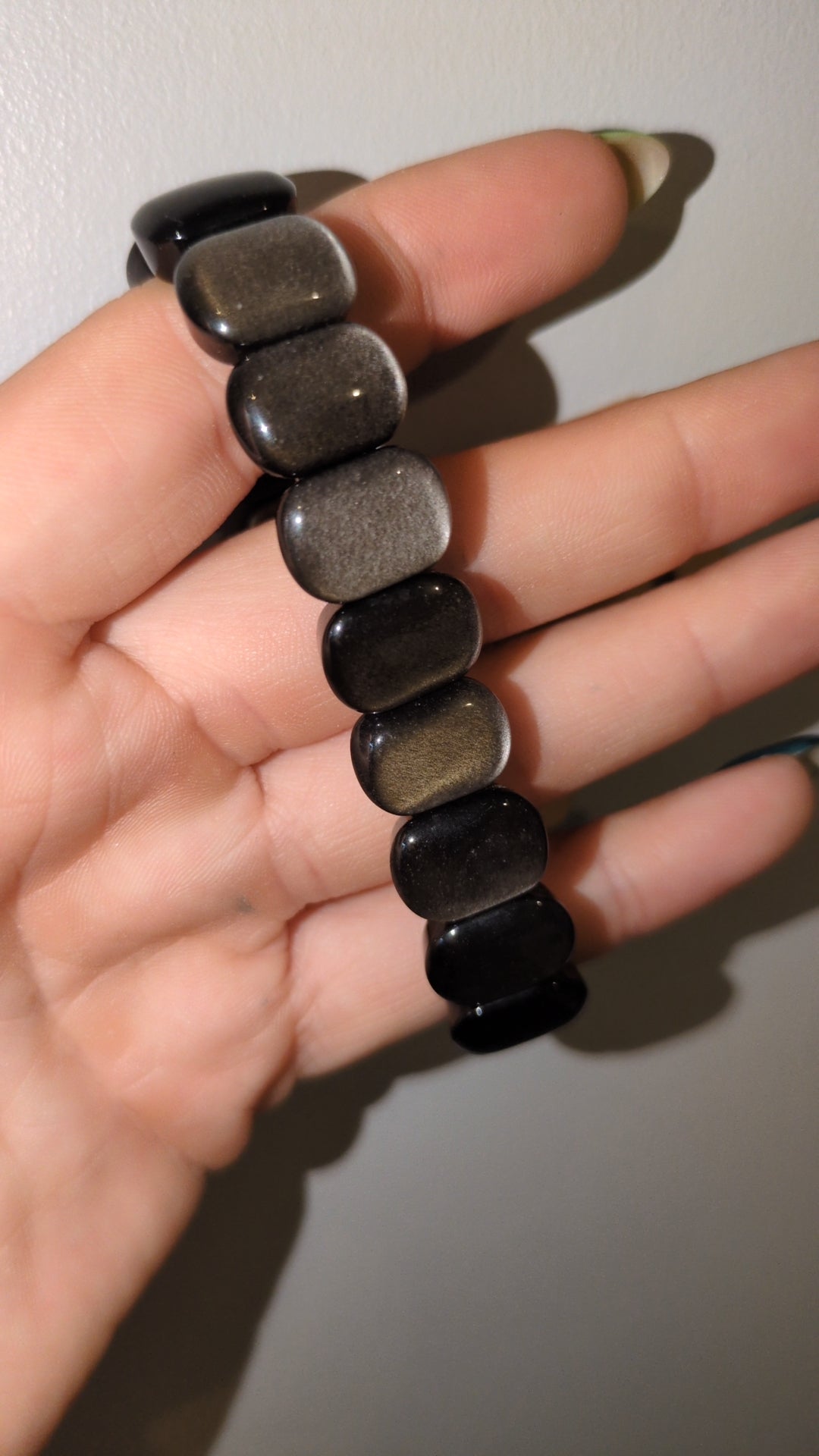 Silver obsidian bangle ✨