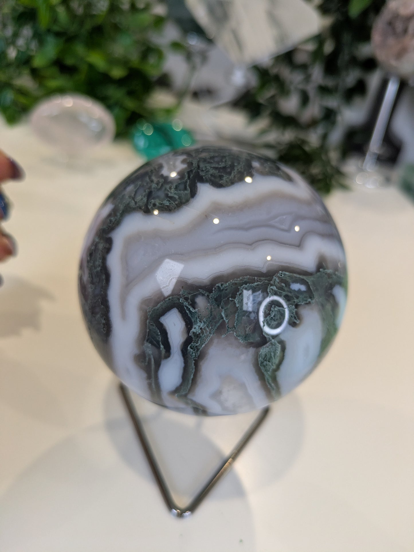 Moss agate sphere ✨