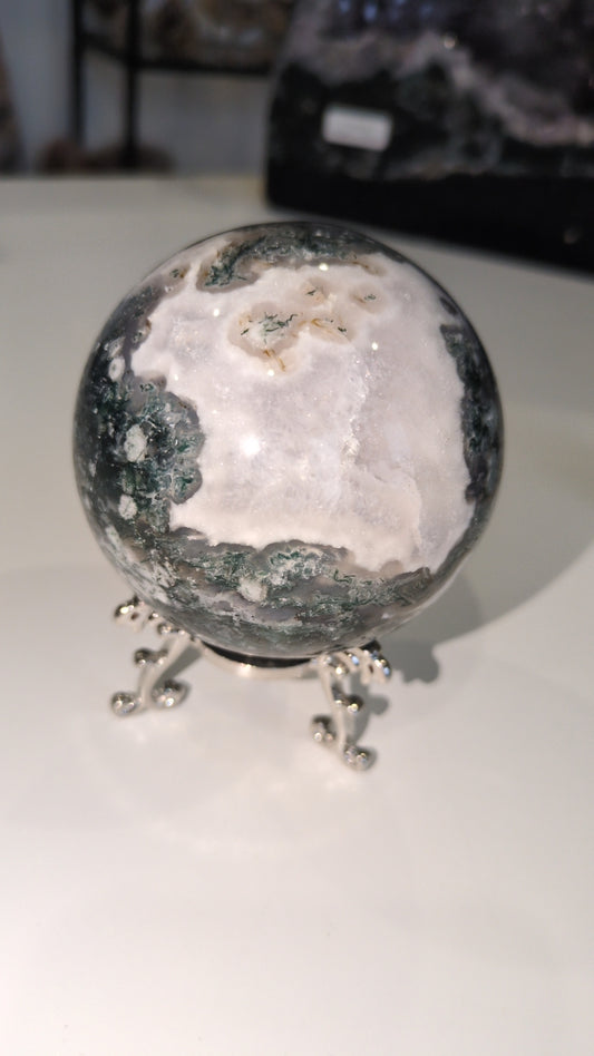 Moss agate and Calcite sphere ✨