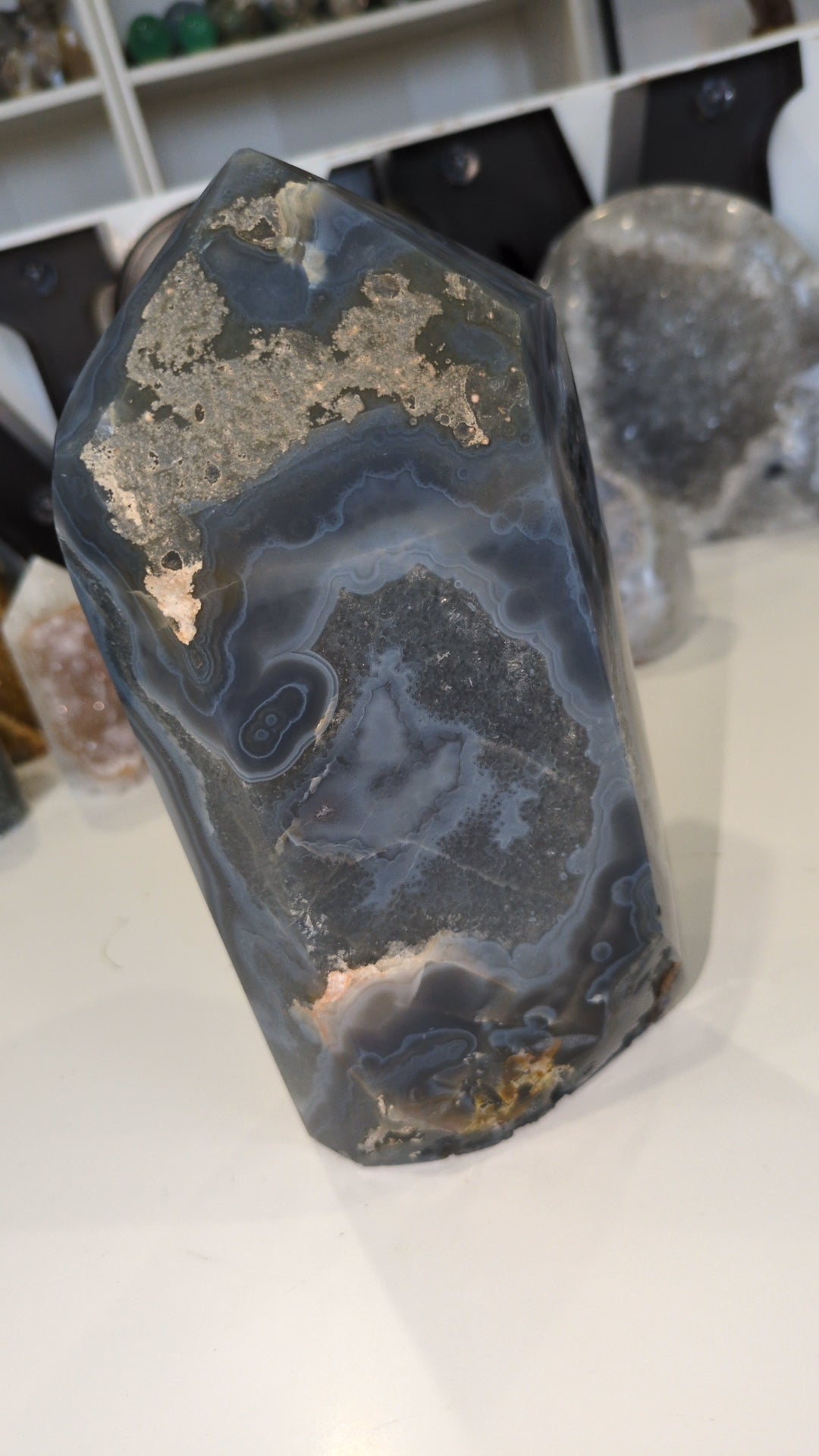 XL agate with silver druze Tower ✨