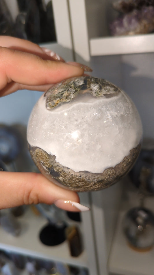 Moss agate & quartz sphere ✨