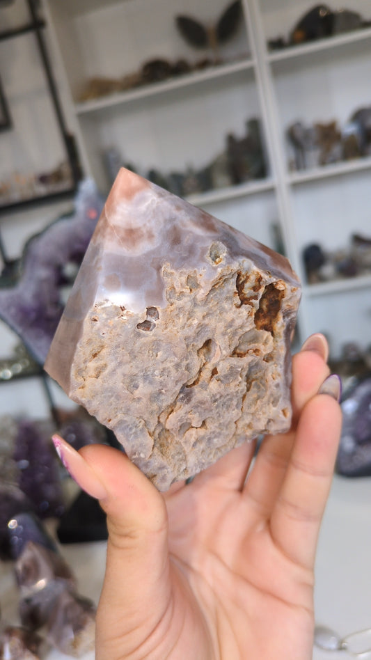 Pink amethyst half polished (B)