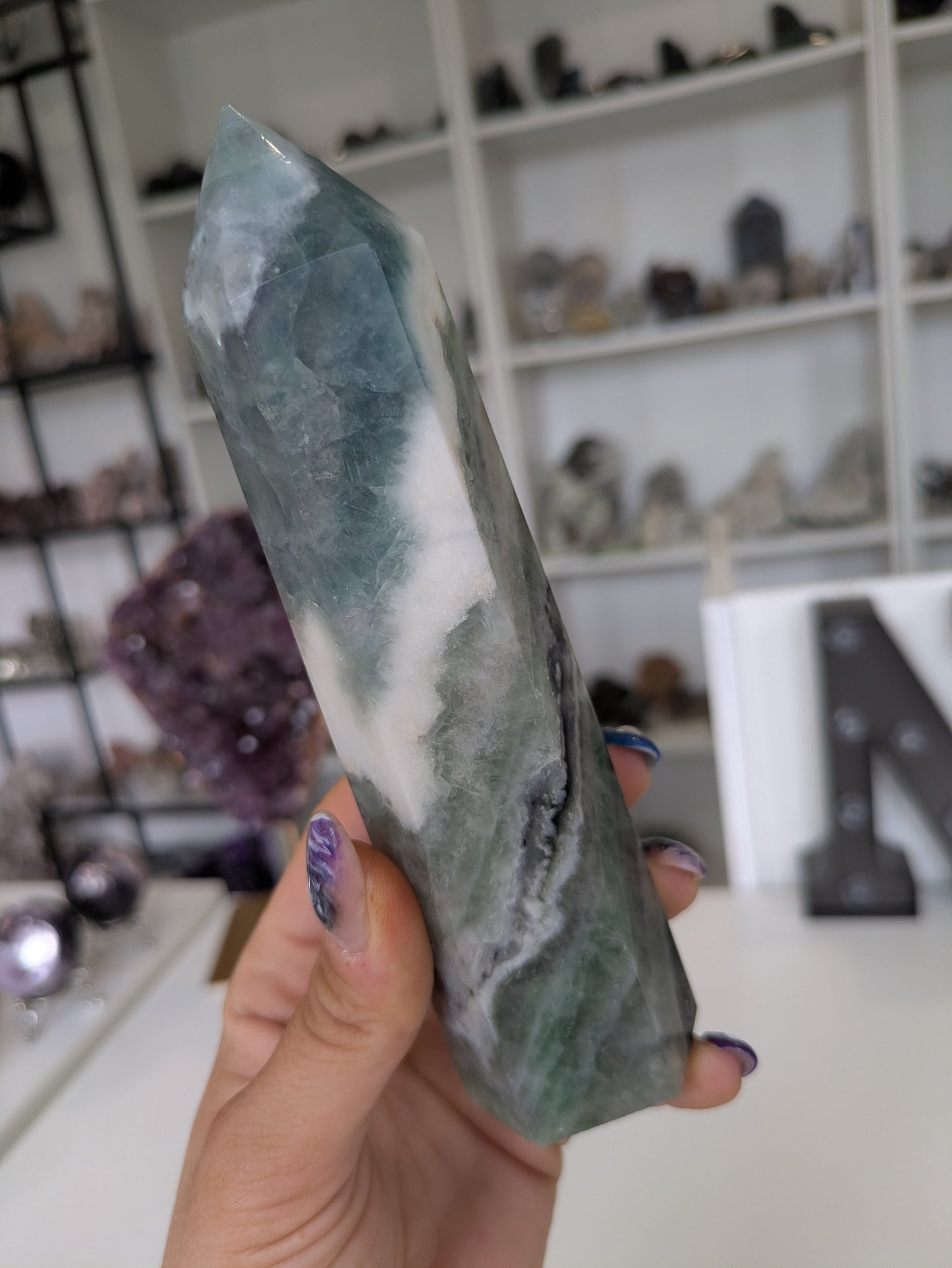 Green&blue silk flourite tower ✨