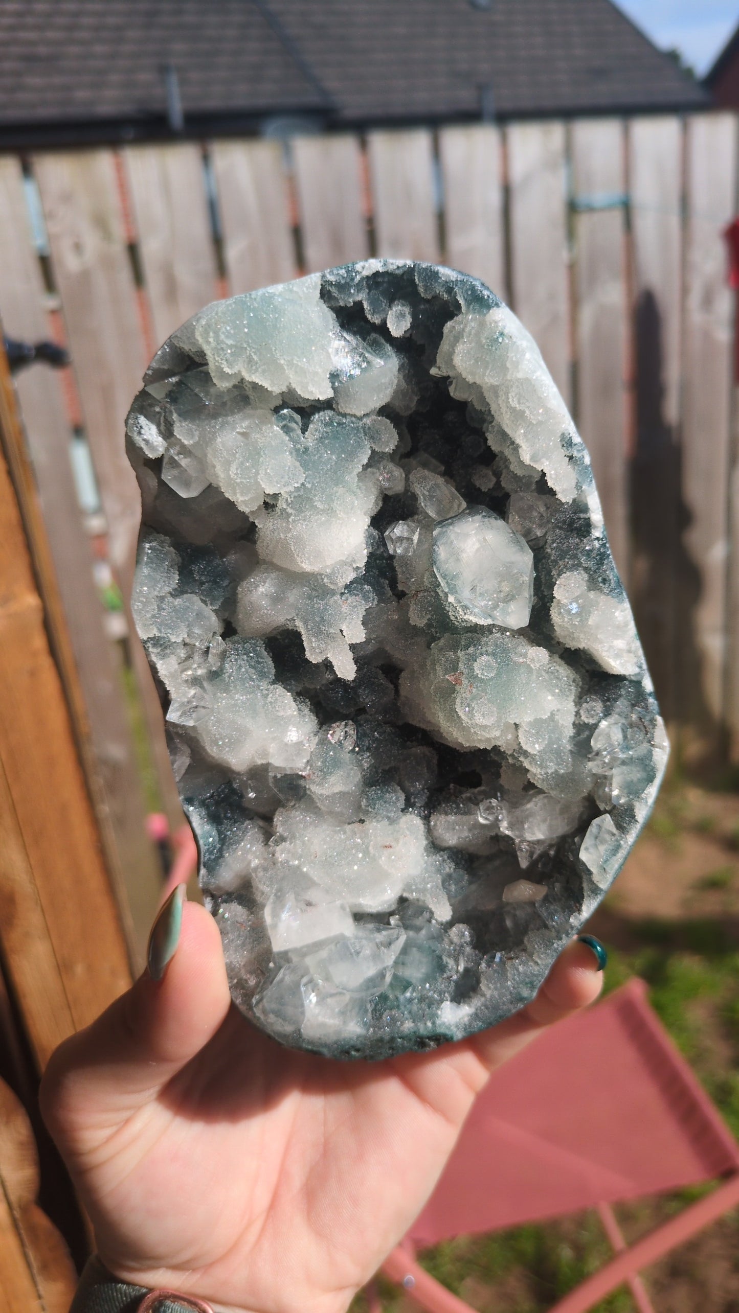 Apophyllite on Blue Chalcedony ✨ J