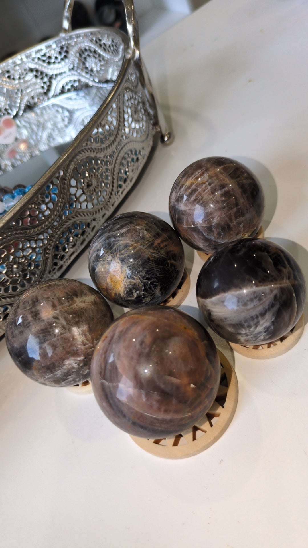 Black moonstone spheres ✨