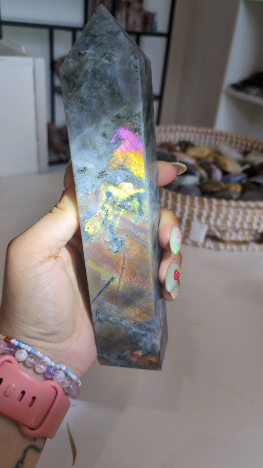Sunset flash labradorite tower