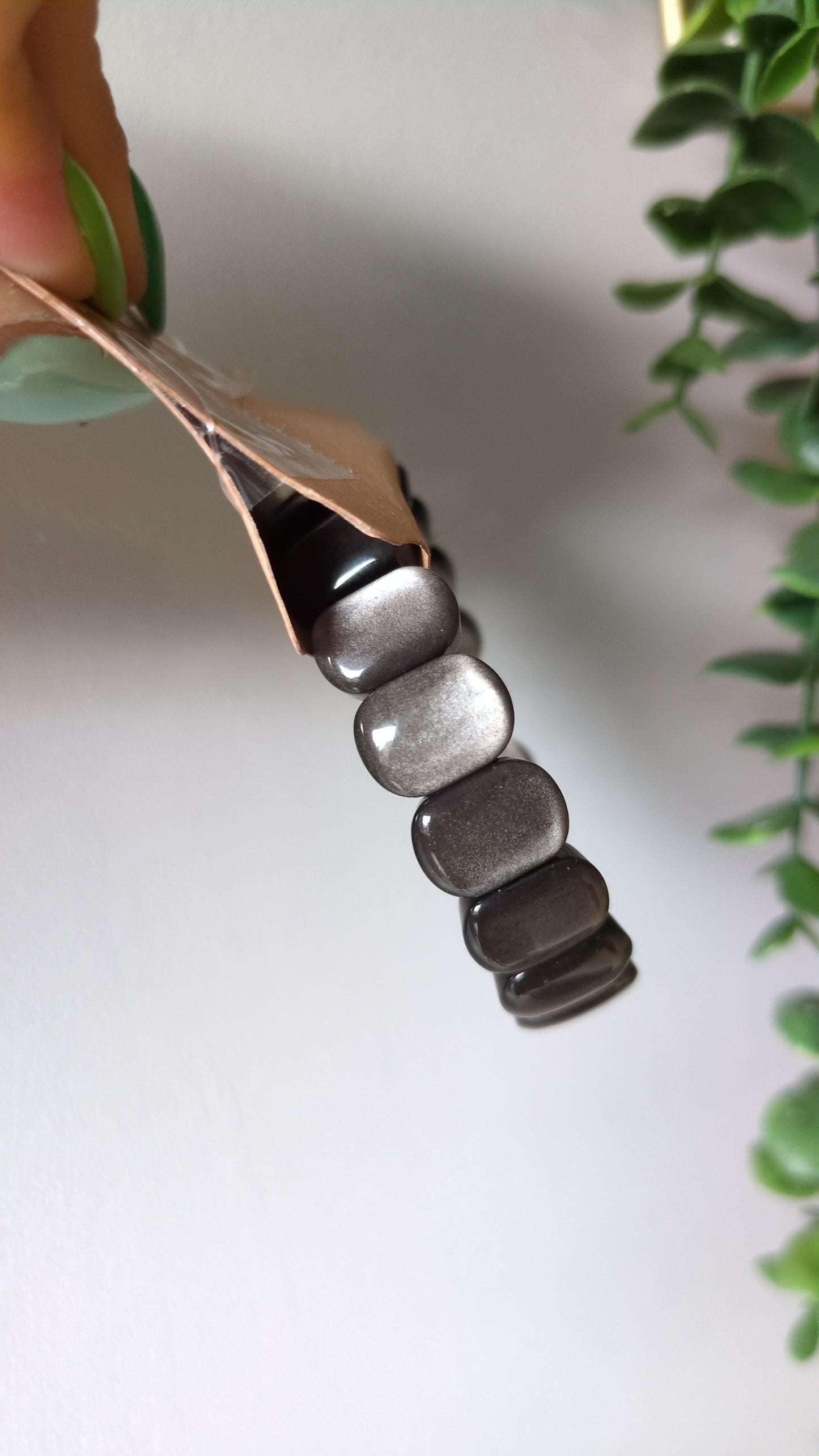 Silver obsidian bangle ✨