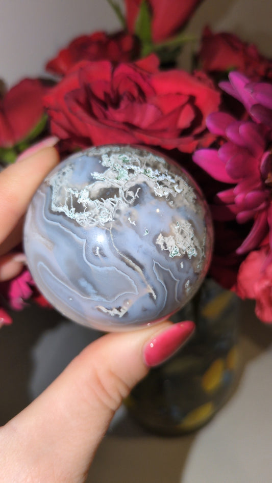 Moss agate sphere ✨ 2A