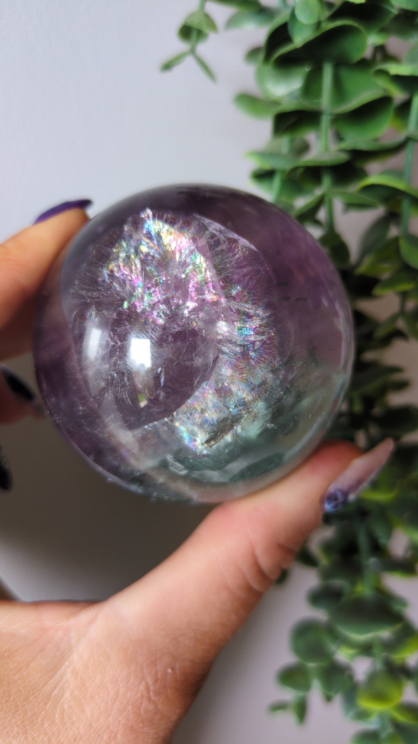 Rainbow filled flourite sphere ✨