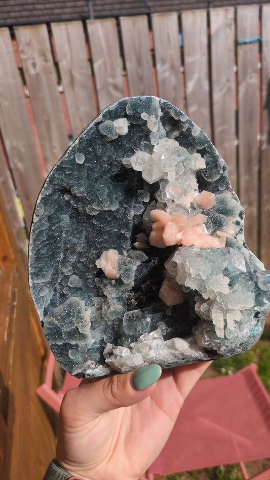 Apophyllite on Blue Chalcedony ✨ N