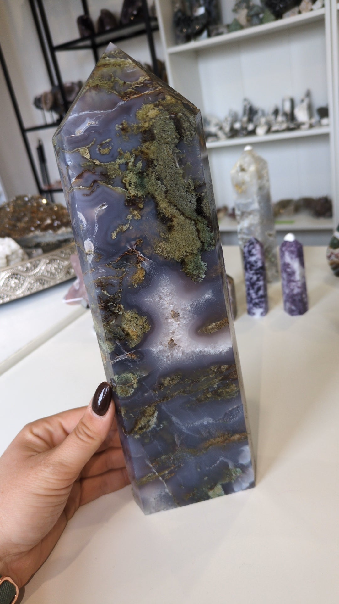XL moss agate tower ✨