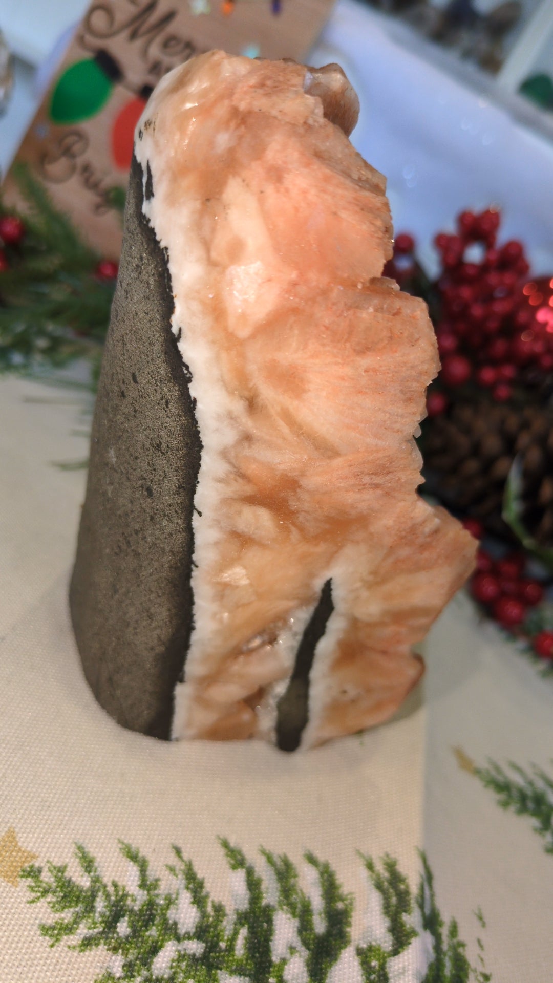 Large red and peach Stilbite specimen ✨