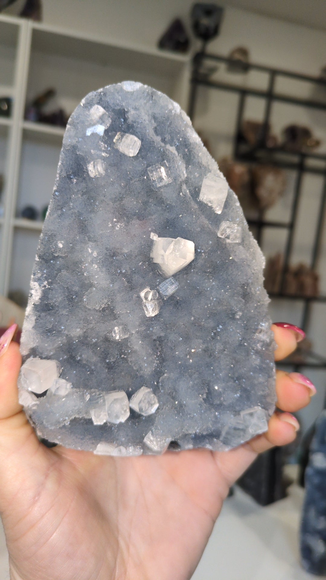 Apophyllite on blue chalcedony ✨ D