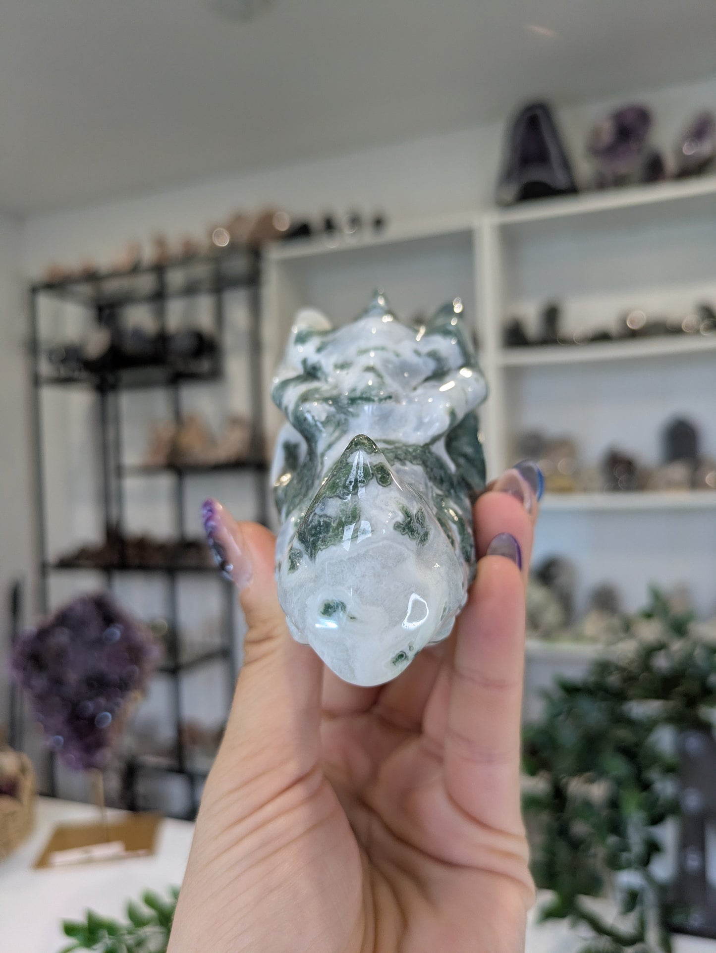 Moss agate dragon head ✨