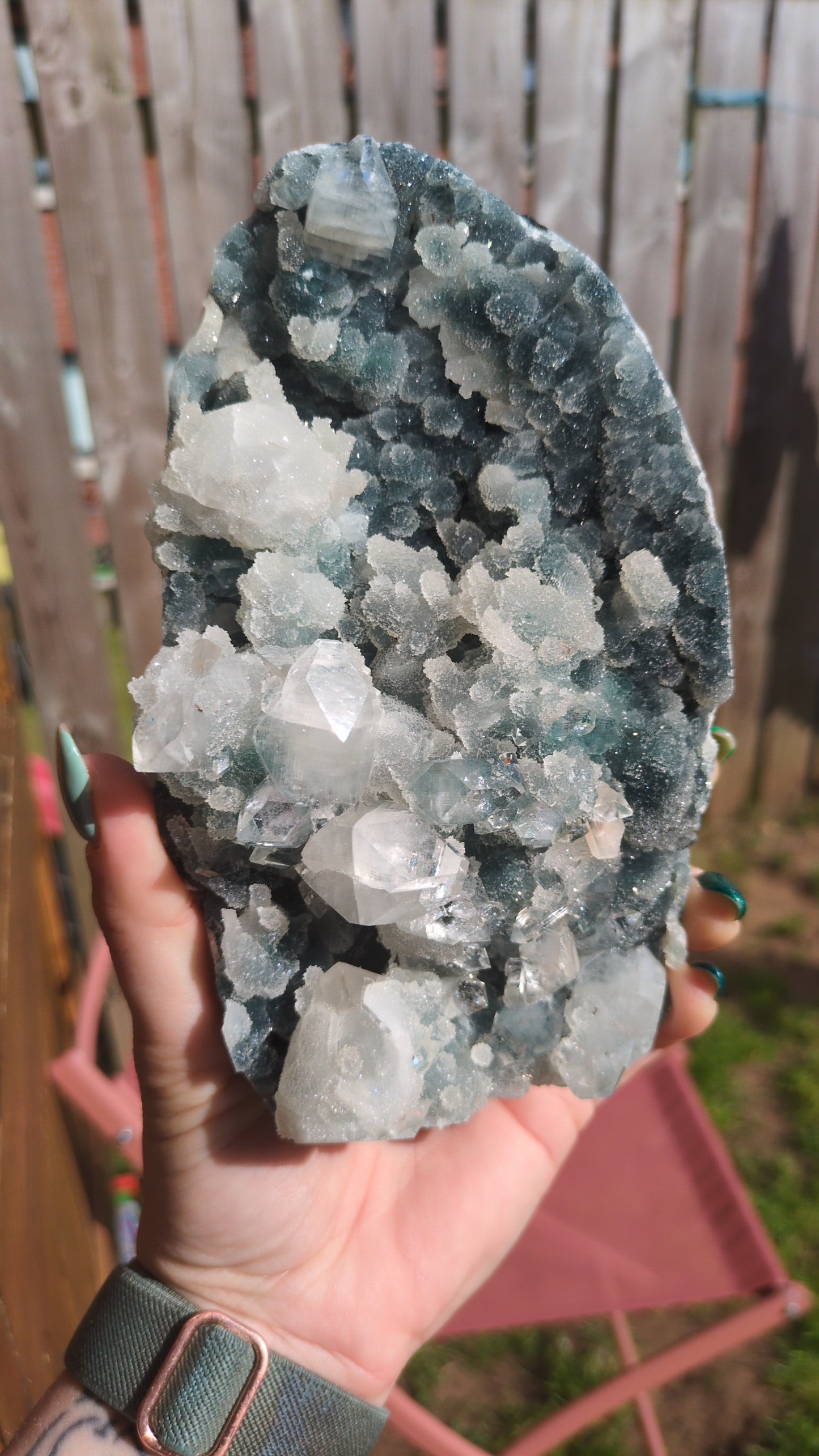 Apophyllite on Blue Chalcedony ✨ L