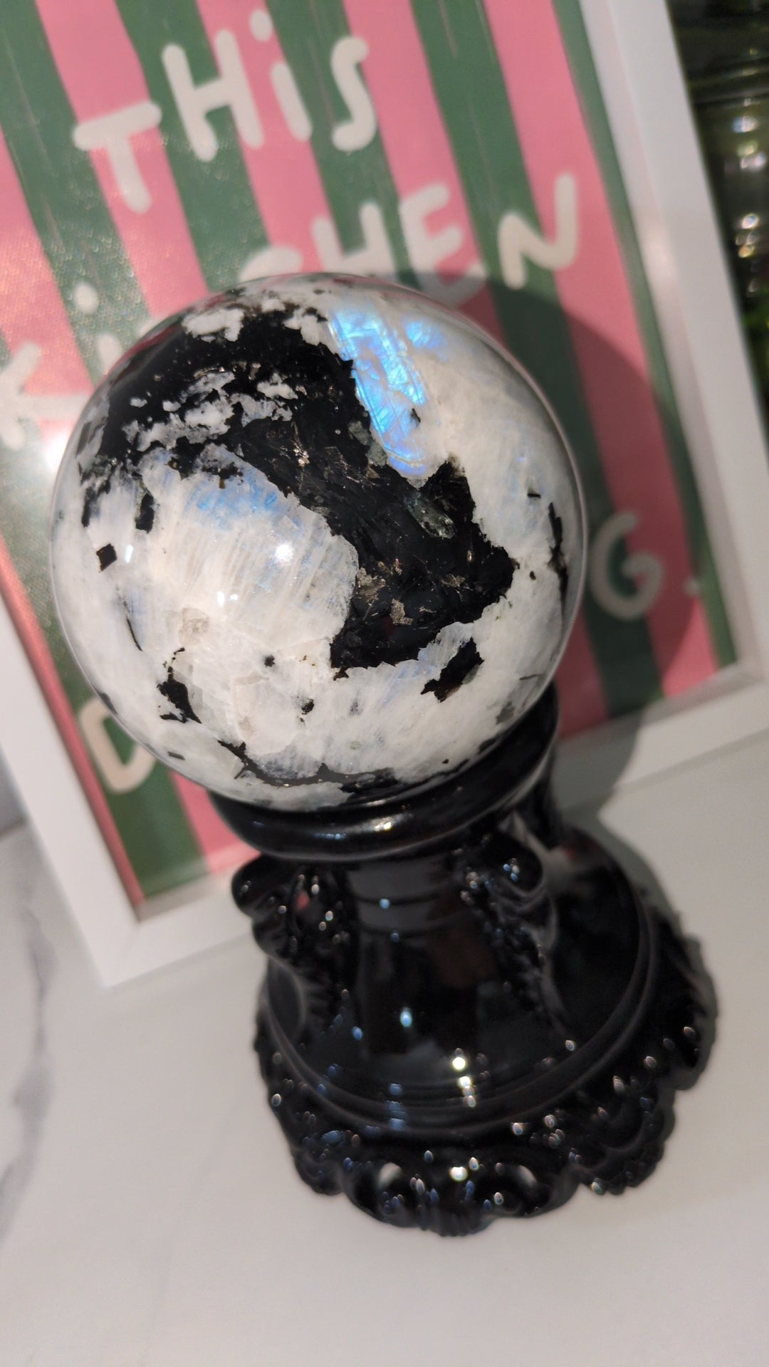 Large rainbow moonstone sphere ✨