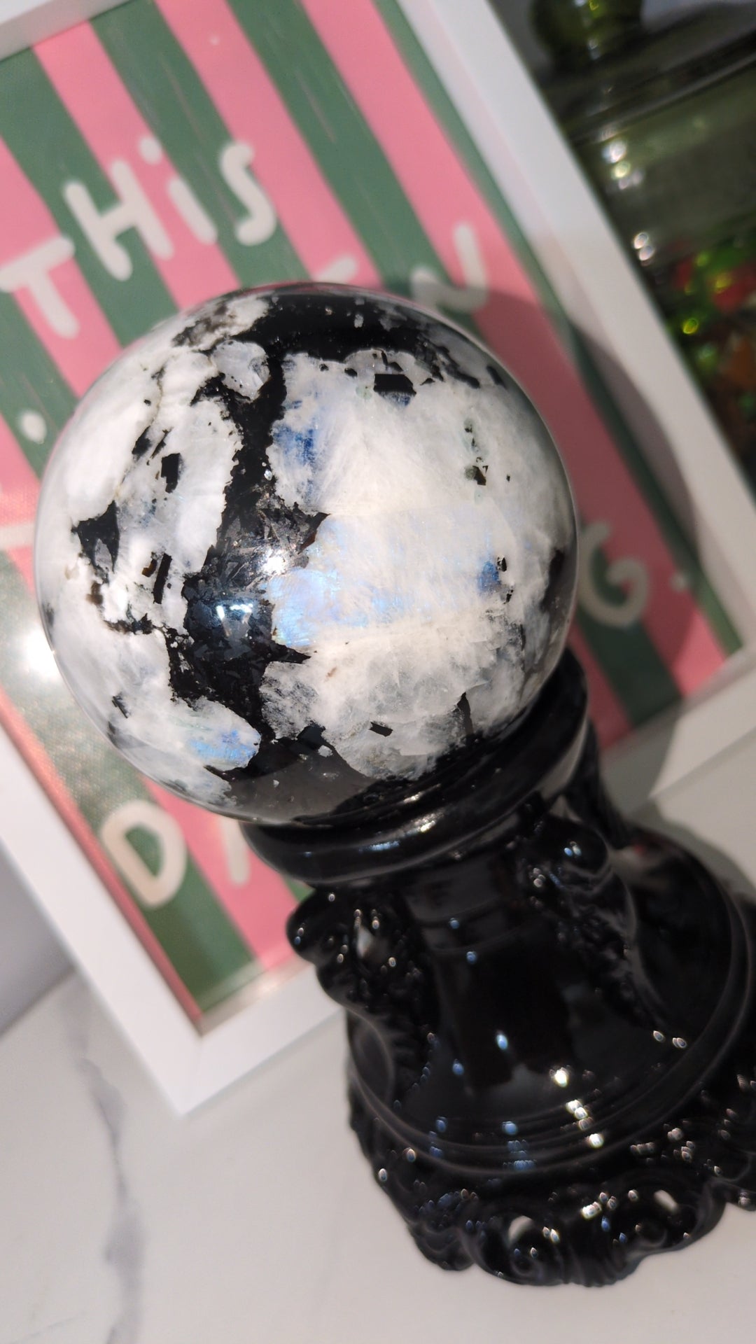 Large rainbow moonstone sphere ✨