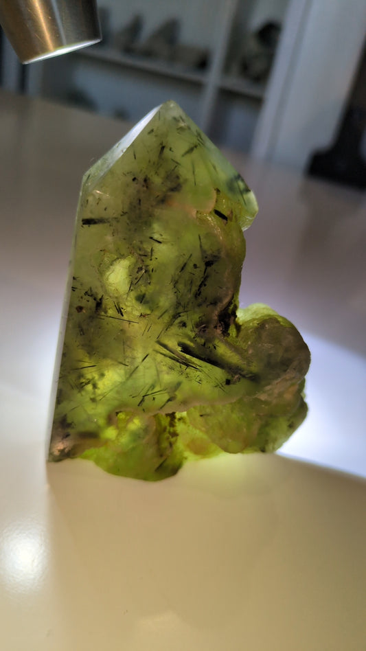 Prehnite half raw/ polished tower ✨