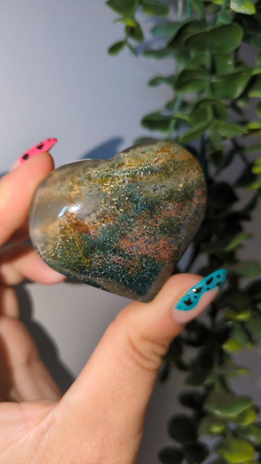 Moss agate heart (A)