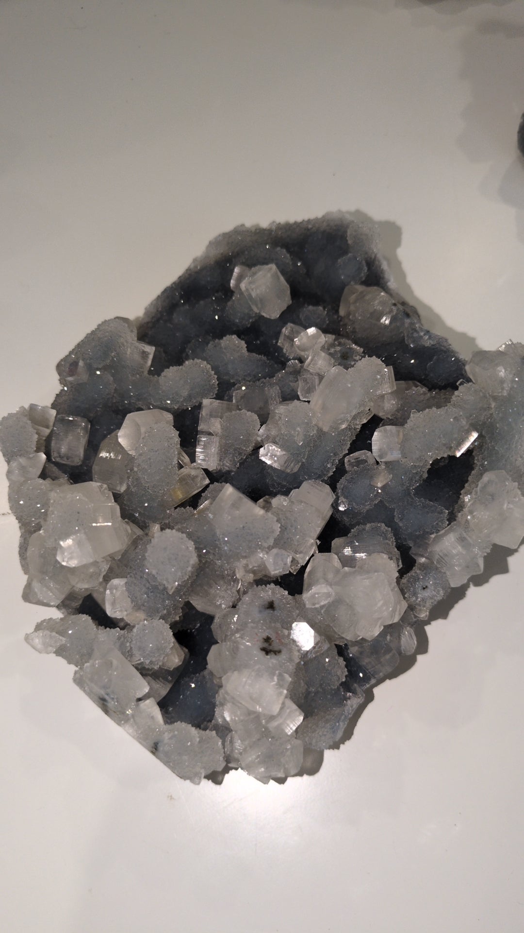 Apophyllite on blue chalcedony ✨ X