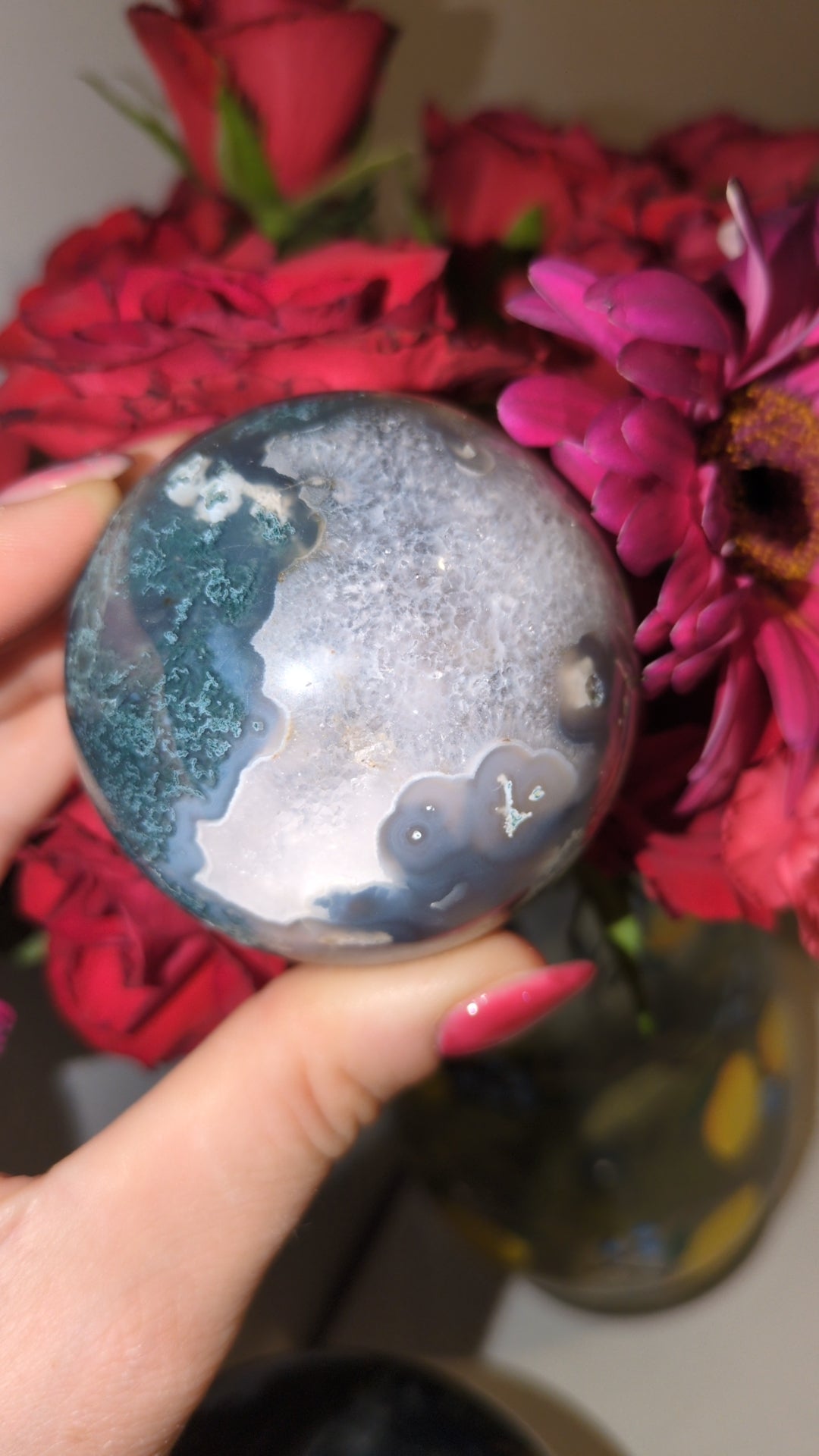 Moss agate sphere ✨ A