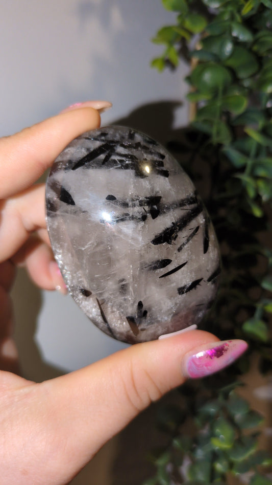 XL tourmaline in quartz palm ✨
