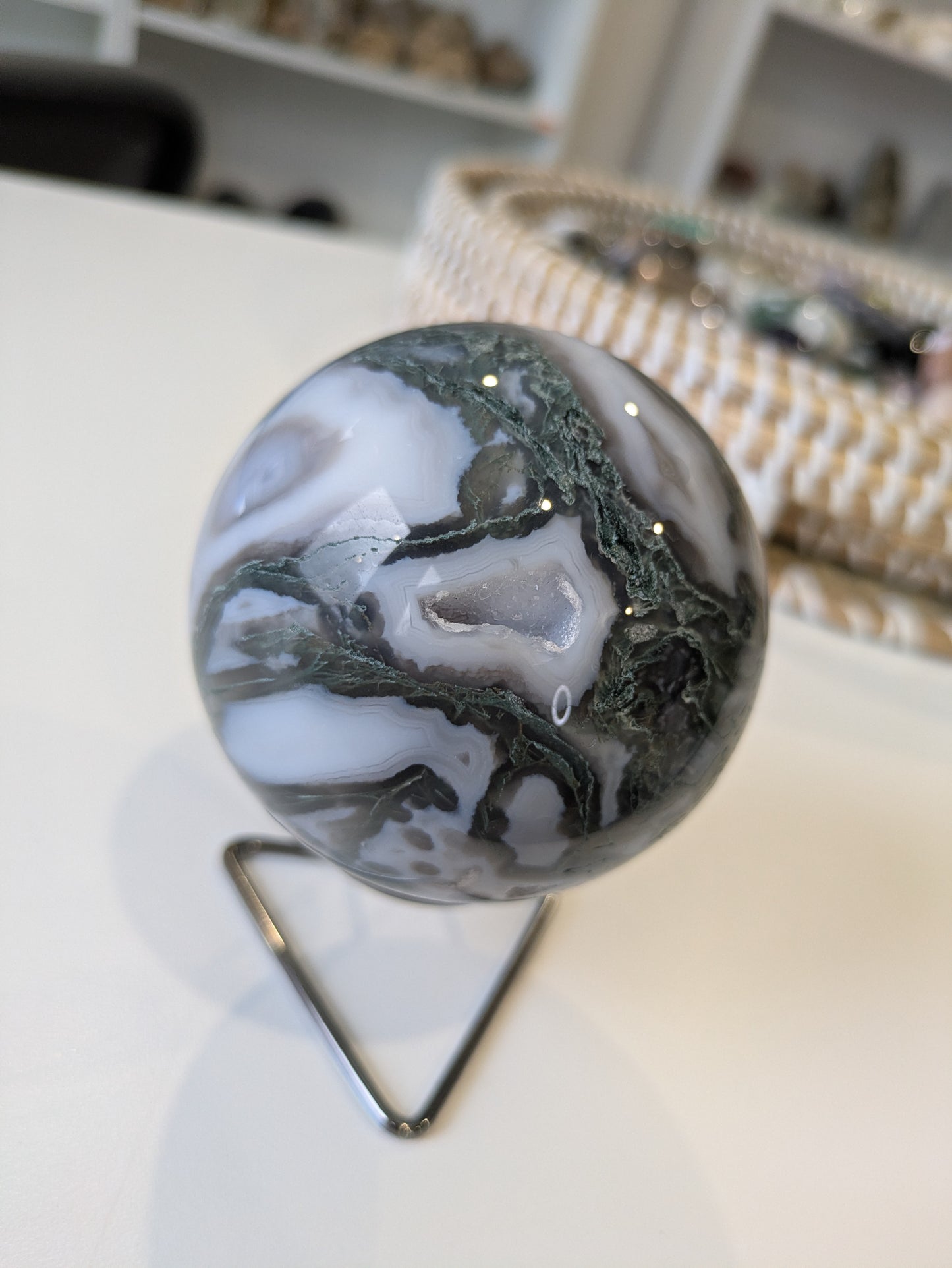 Moss agate sphere ✨
