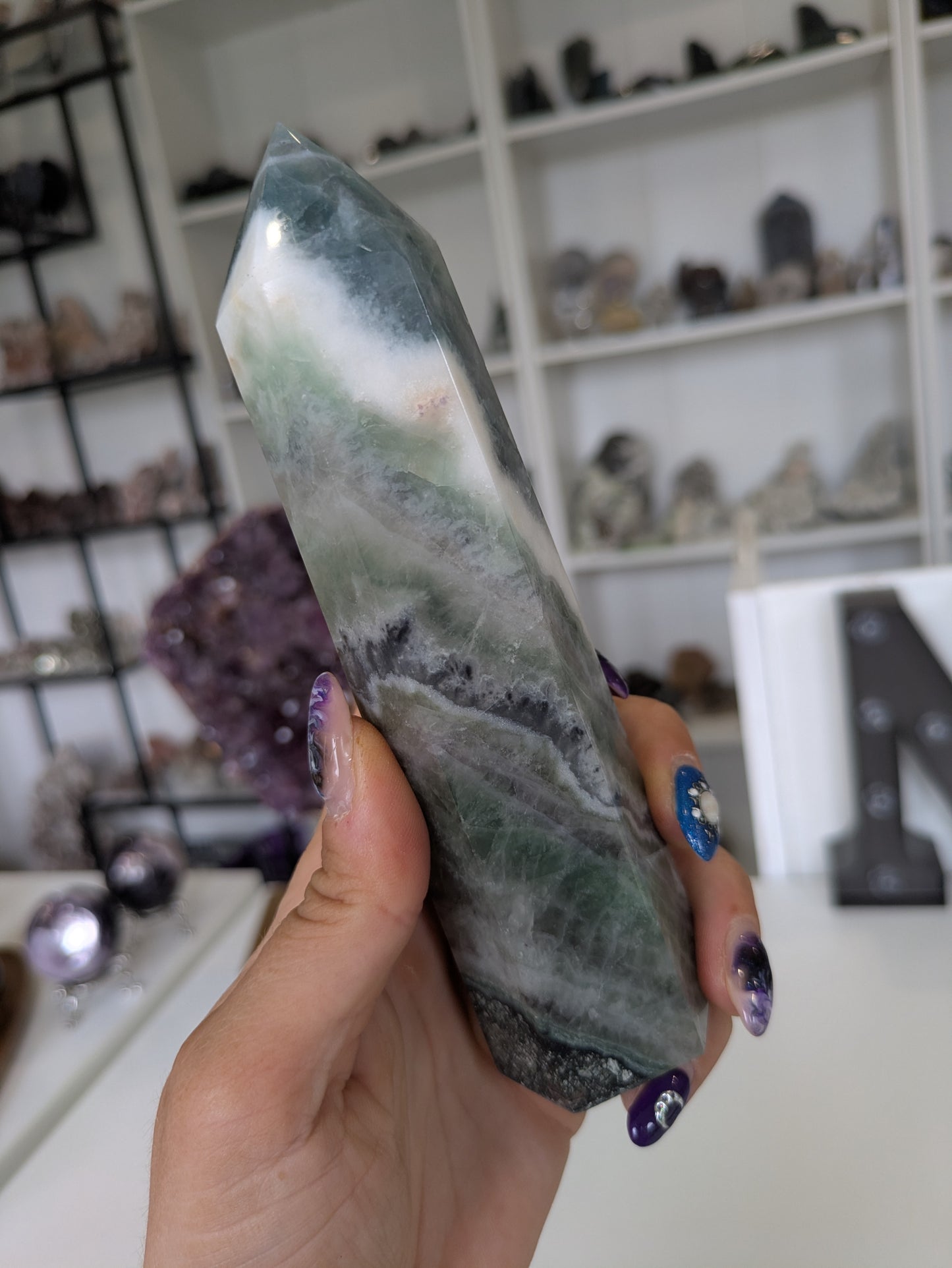 Green&blue silk flourite tower ✨