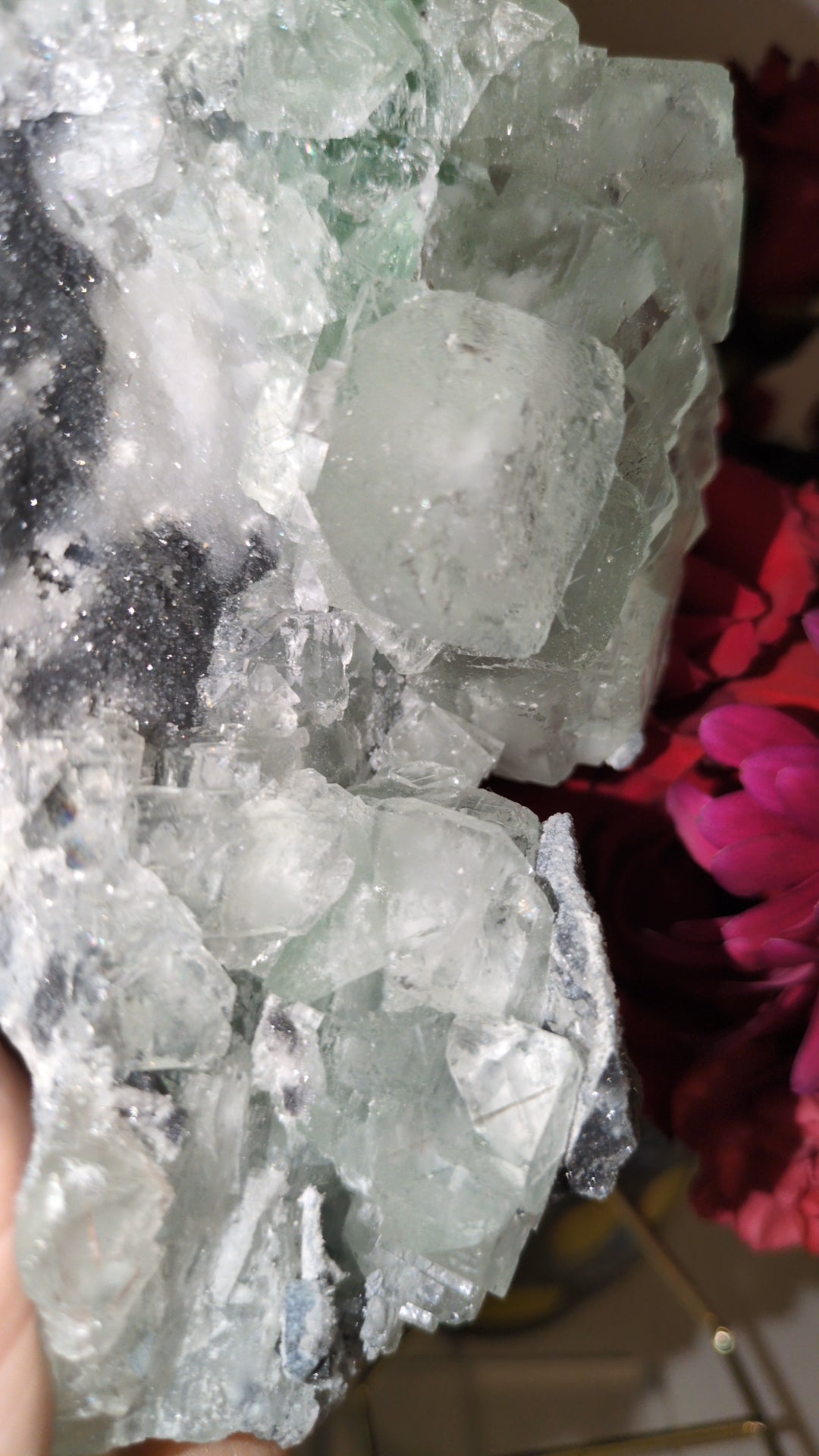 XL Green flourite on chalcedony ✨