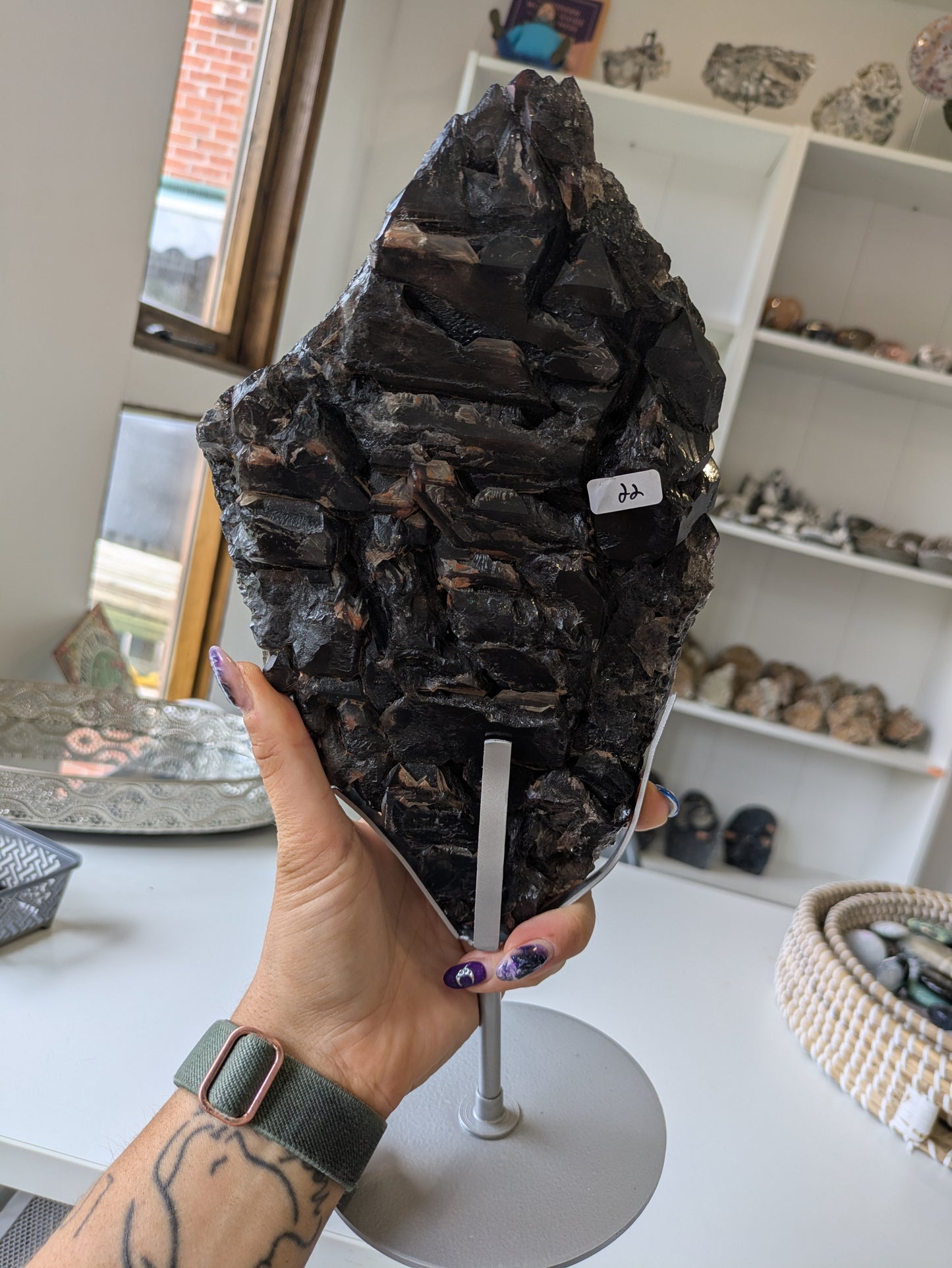 XL skeletal Smokey quartz on stand ✨