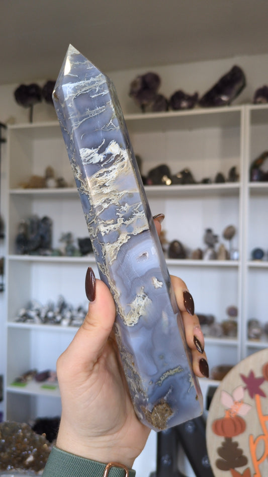 Extra Tall moss agate tower ✨
