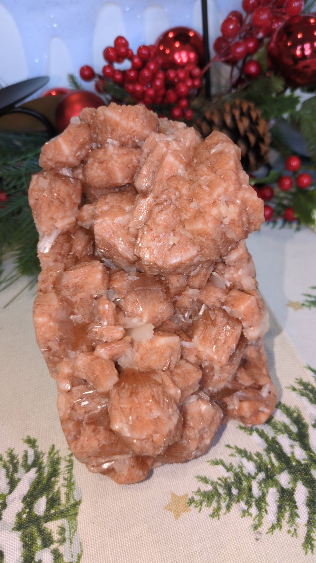 Large red and peach Stilbite specimen ✨