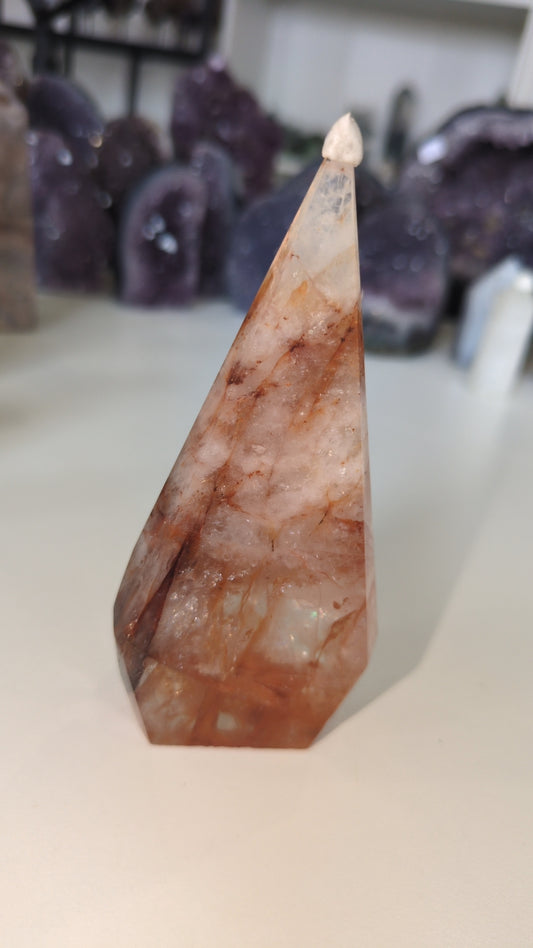 Orange coloured fire quartz tall diamond 💎