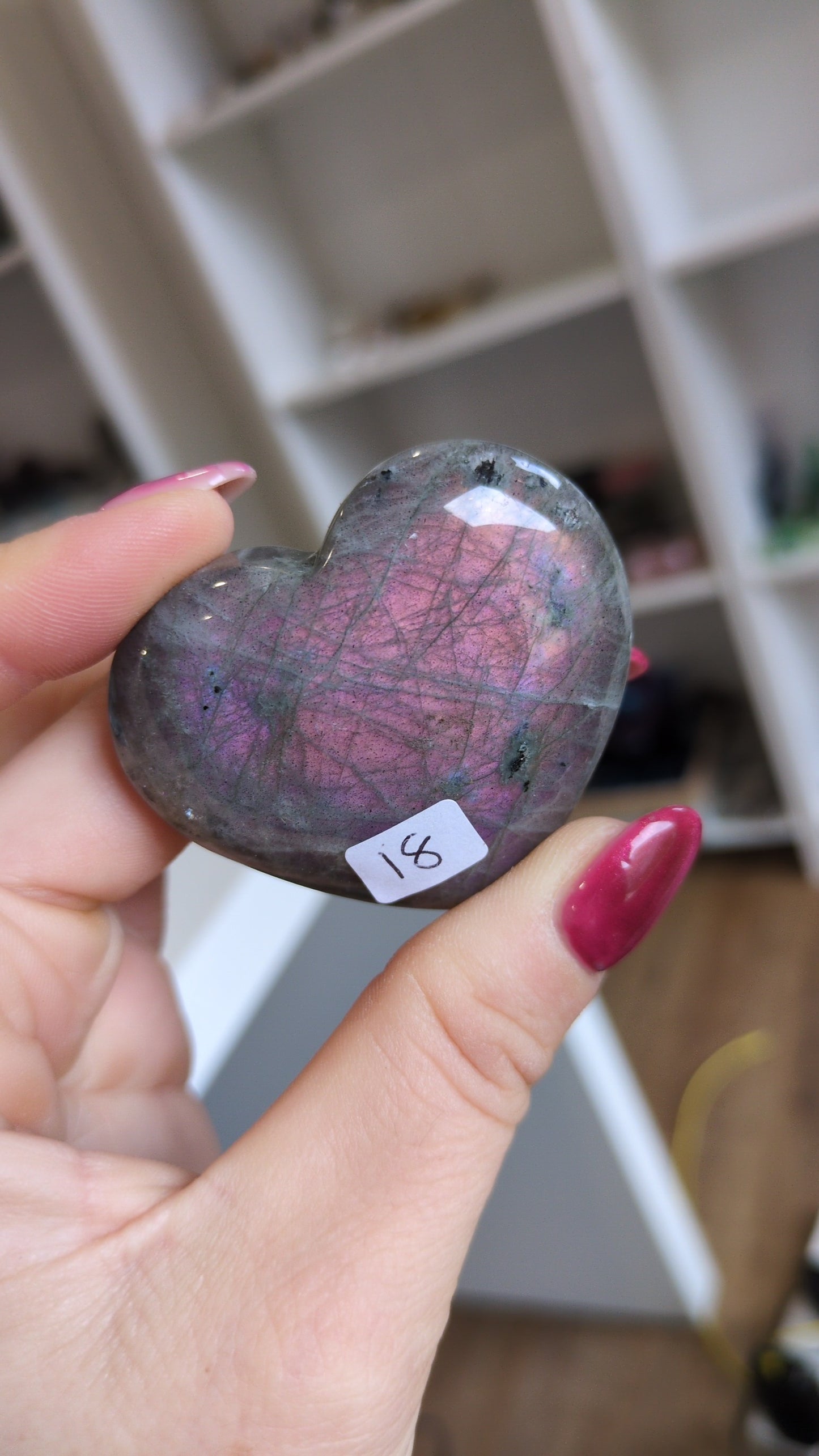 Pink& purple flash labradorite heart ✨
