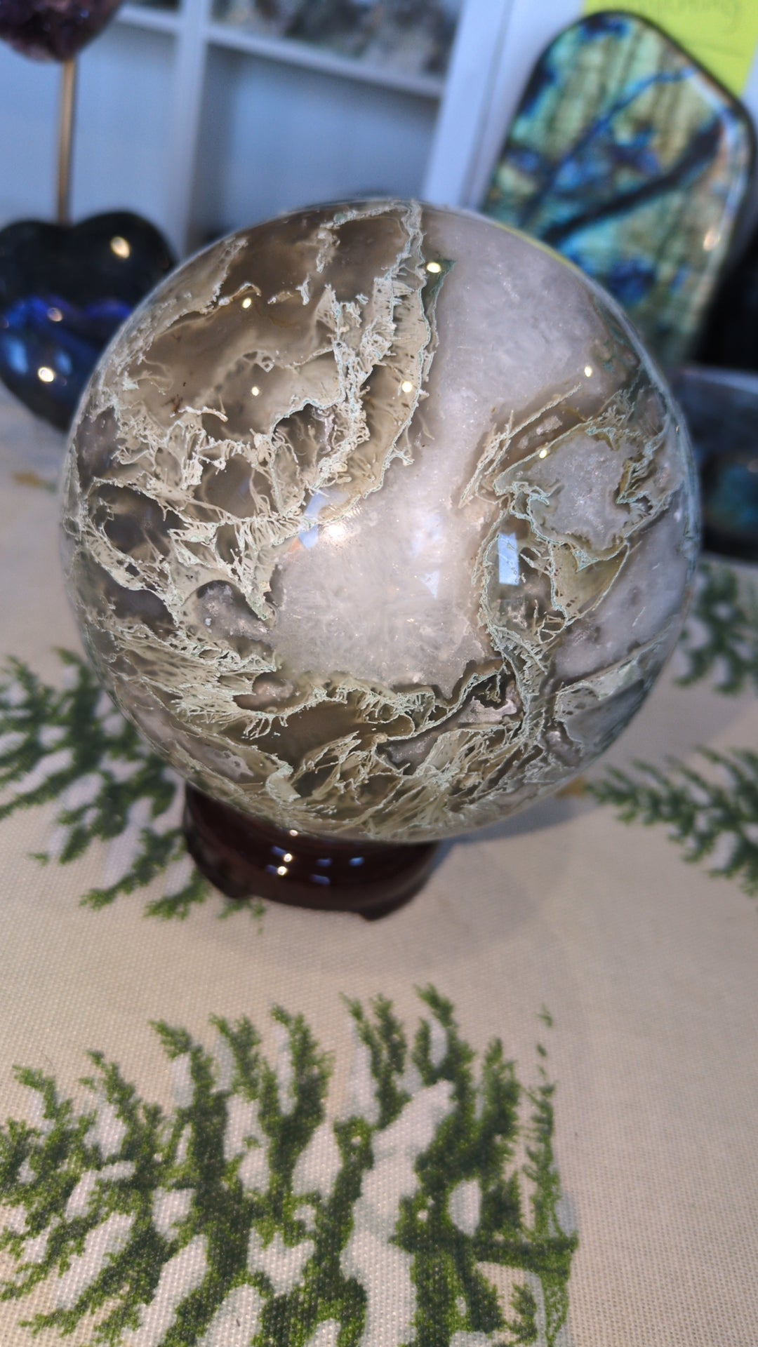 Moss agate sphere XL ✨