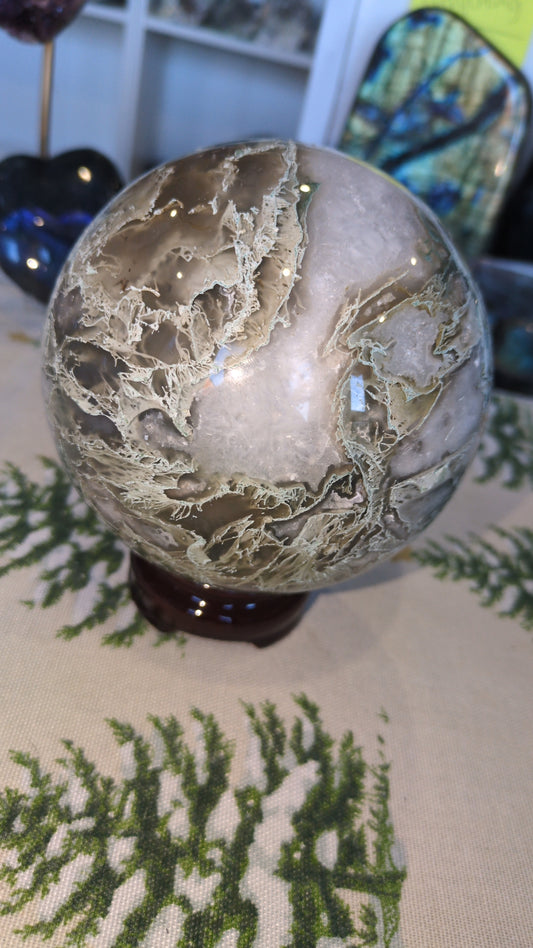 Moss agate sphere XL ✨