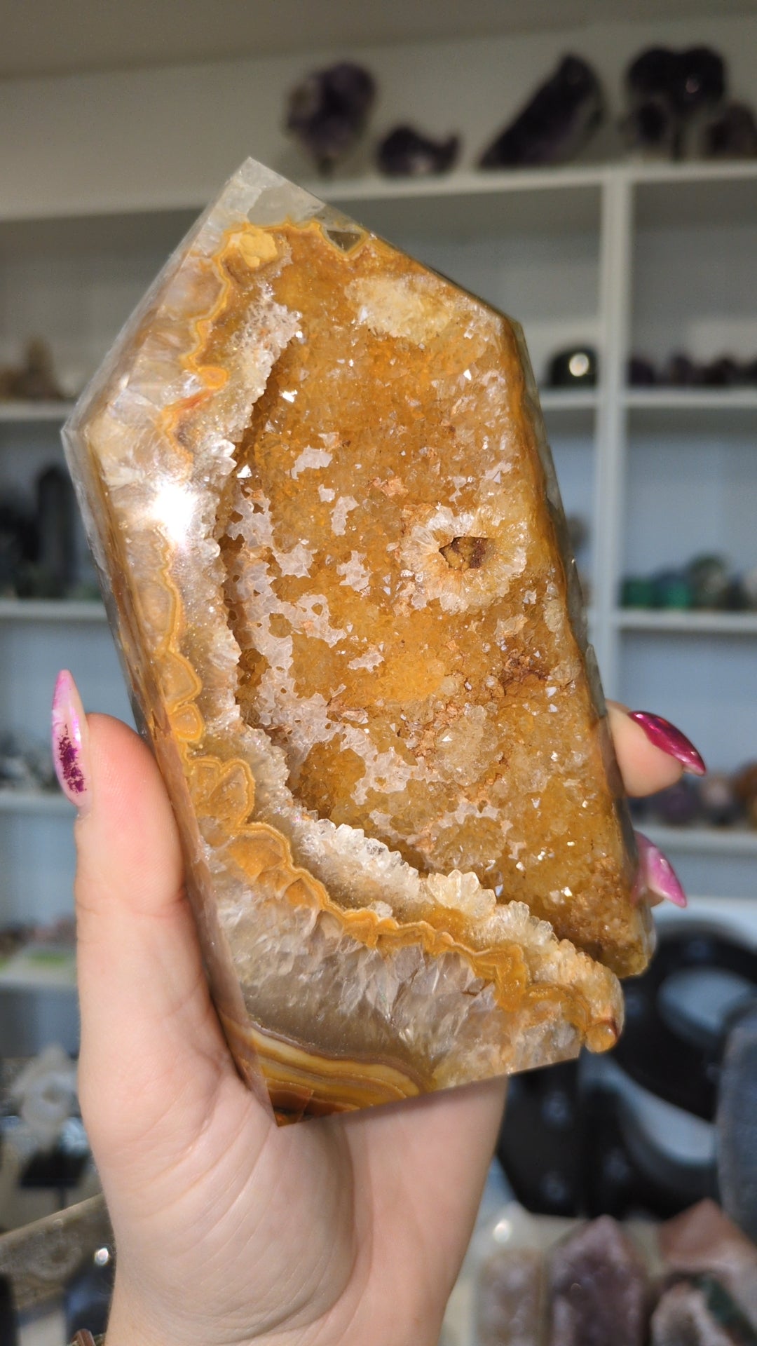 Yellow druzy agate tower ✨