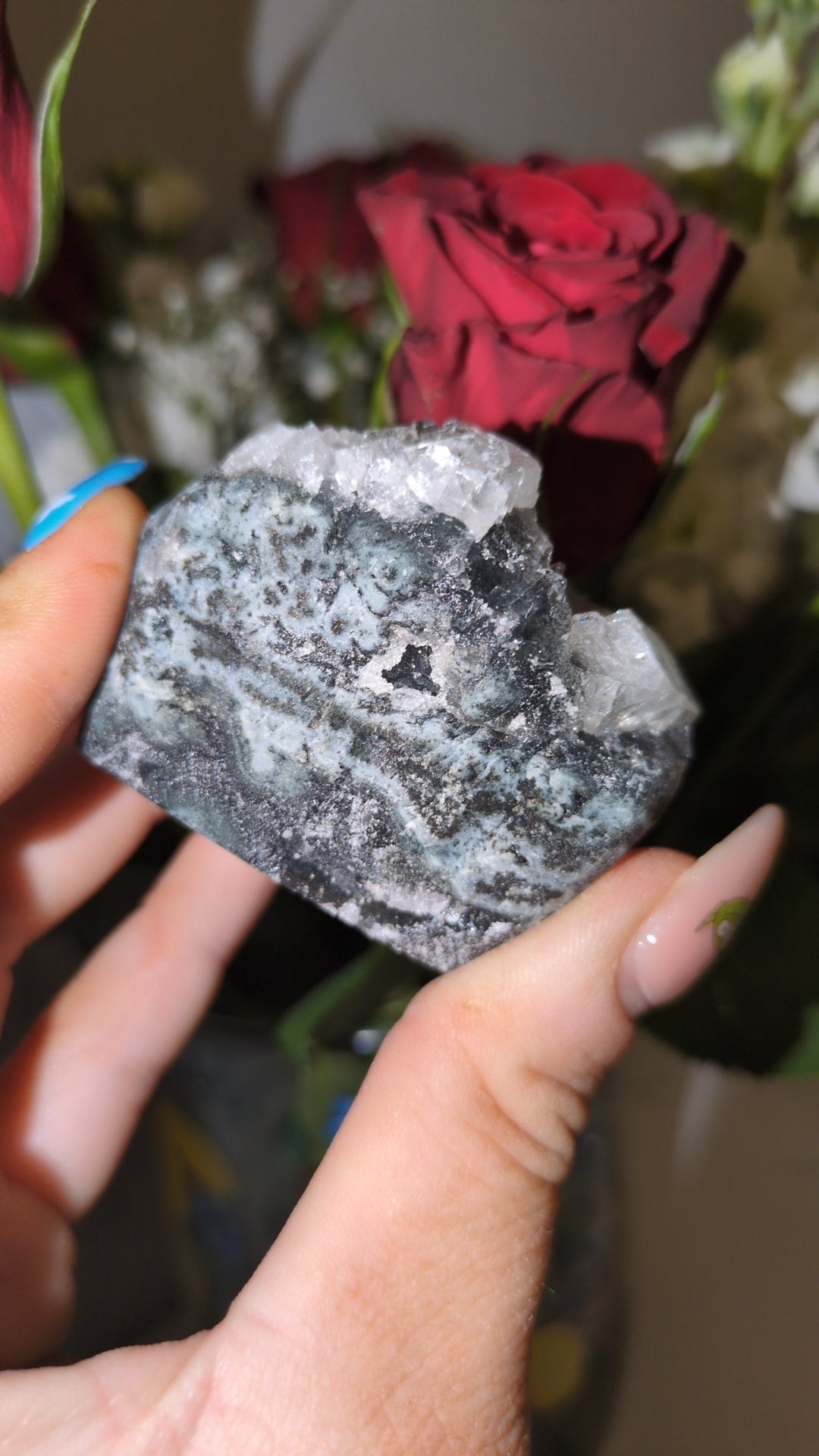 Apophyllite on Black chalcedony ✨ G
