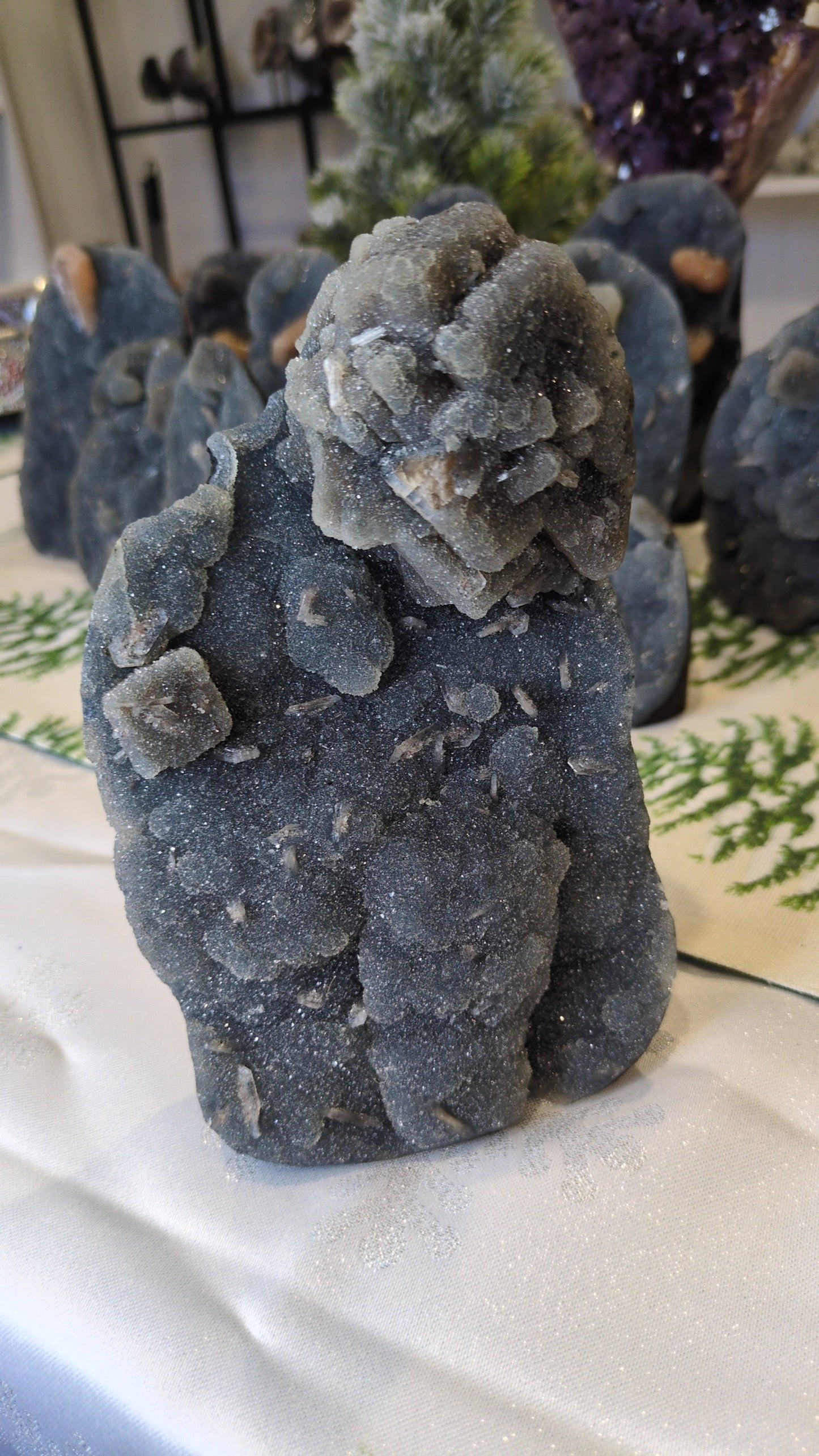 Blue chalcedony with chocolate calcite ✨